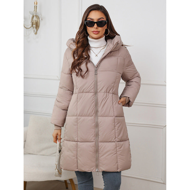 2024041900 Long hooded down jacket