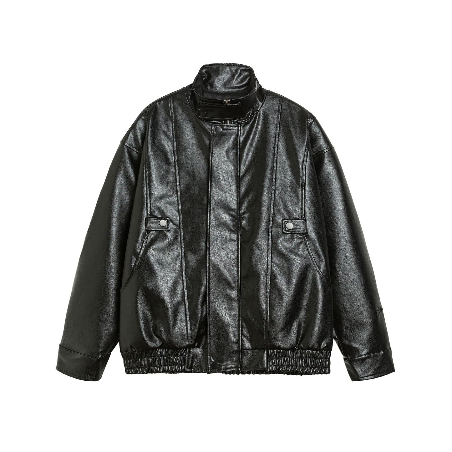 2024041910 Loose leather coat jacket